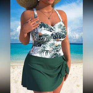 NEW 1 Piece Swim Dress, green skirt #SW-D1-0100